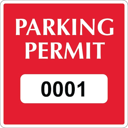 Lustre-Cal Repositionable Parking Permit Dark Red 3in x 3in  Square Serialized 001-050, 50PK 253743Py1RdSq0001